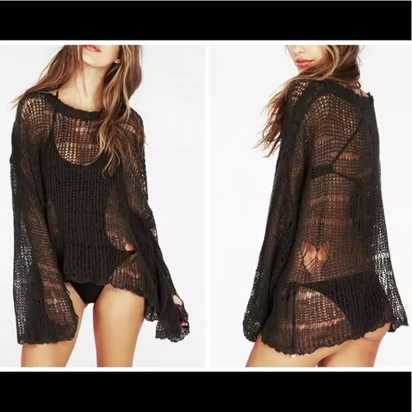 Black Asymmetrical Cotton Knit Relaxed Sweater - Picture 2 of 5